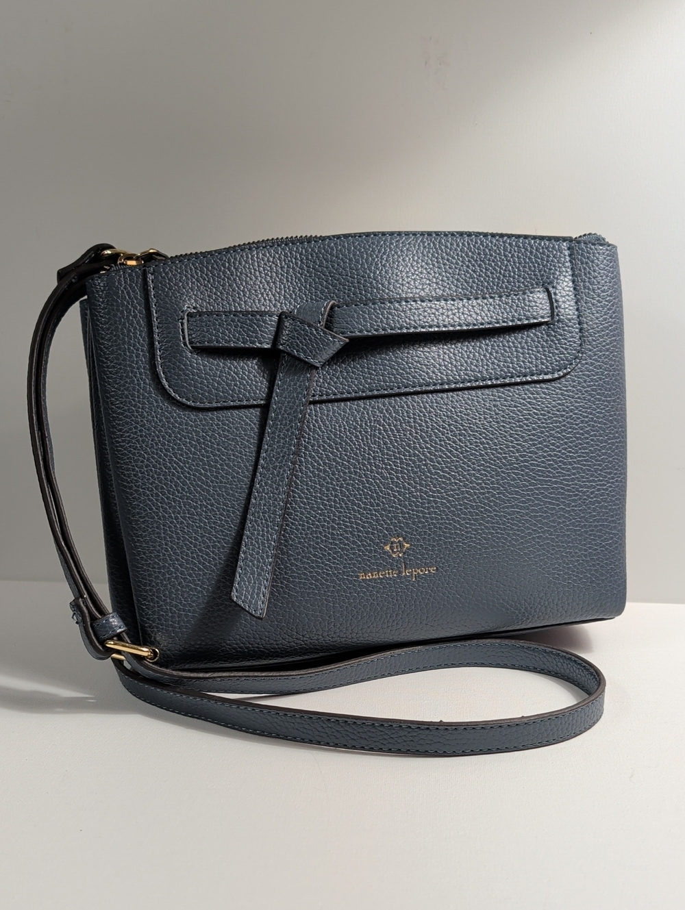 Nanette Lepore Gallia Denim Blue Triple Section Crossbody Bag